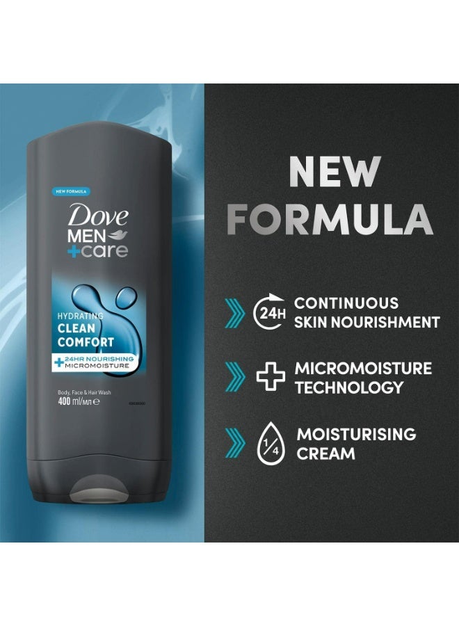 Dove Men+Care Men+Care Hydrating Clean Comfort 3-in-1 Hair Body and Face Wash with Micromoisture 400ml - Image 3